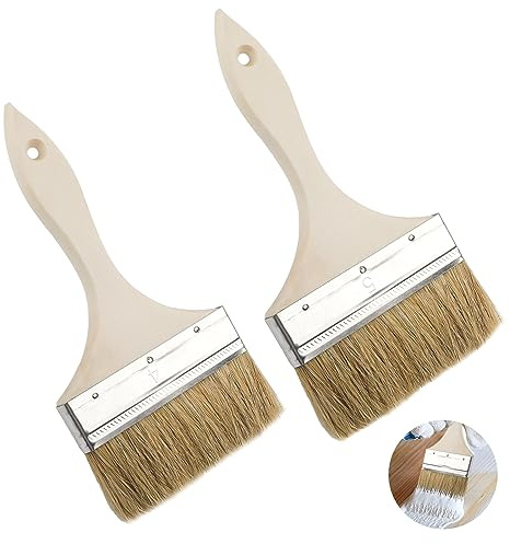 Multipurpose Paint Brush, 2 pcs Large Fence Paint Brush 4.9 inch, 3.9 inch | Thick Masonry Painting Brushes for Varnishing, Staining, Wood, Wall, Shed, Decking, Furniture
