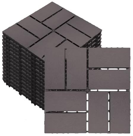 27 PCS 12x12 Inch Interlocking Deck Tiles - Waterproof All-Weather Outdoor Patio Flooring for Pool, Balcony, Backyard, Porch & Garden, Coffee