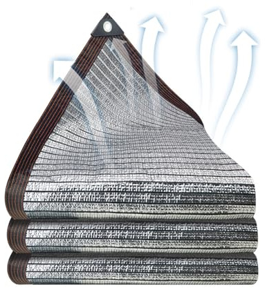 95 % Aluminett-Schattenstoff, Sonnenschutznetz mit Ösen, für den Außenbereich, Hitzeschutz, Sonnenschutz, Markise für Garten, Terrasse, Zelt, Auto, Hunde, 3,5 x 4,8 m