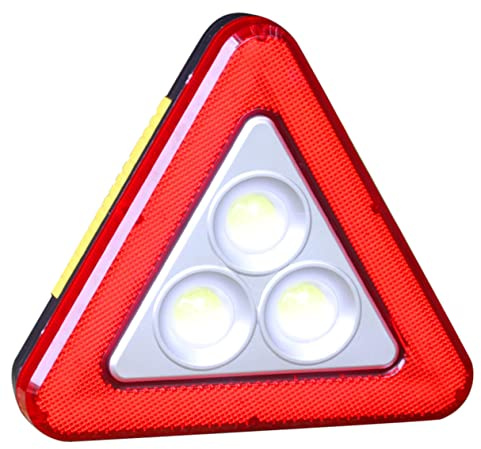 Alipis Señal de Advertencia Triangular Luces LED y Diseño Estable para Emergencias Maletero del Coche, Fabricada en Plástico Rojo