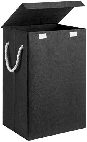 72L Foldable Laundry Basket with Lid – Large Capacity Washing Hamper with Handles Space-Saving Collapsible Dirty Clothes Storage Bin for Bedroom, Bathroom, Laundry Room (Black)