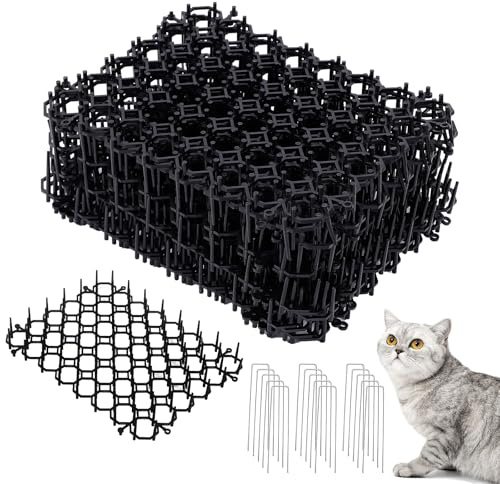 Zorplex Kattmatta Med Plastpiggar,15 St Anti Kattmatta, 20 X 15 Cm KattskräMma Matta Spikgaller, Tagggaller, DjurskräMma, Med 15 TräDgåRdshäFtklamrar, för TräDgåRd, Hundmatta, Staket, Djurbarriär