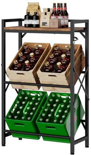 Aibiju Getränkekistenregal mit Ablage für 4 Kisten，32D x 70W x 116H cm Freistehend Kistenständer, Getränkeregal Wasserkistenregal, Bierkistenregal für Wohnzimmer, Küche, Weinkelle, YD-YLJ005H