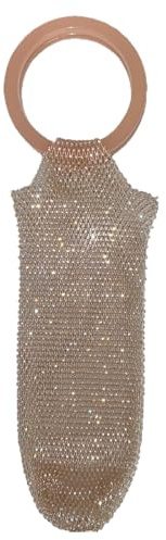 Generisk med strass – nätpåshandtag, flaskpåse med gnistrande design, tillverkad av slitstarkt material, festtillbehör, för champagnefest, bröllop, picknick, kvällar, rosa, Siehe Beschreibung, Se