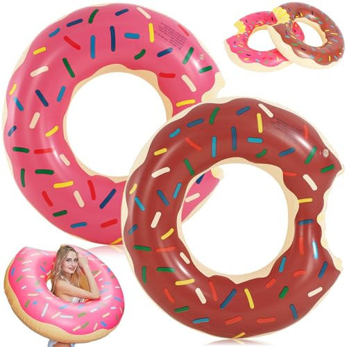 YRPACFB Pool Inflatables Swimming Rings, Donut Inflatable Pool Floats, Water Toys Swimming Floats, Inflatable Tubes Floaties Toys for Kids Adults Beach Swim Party - 2 Pcs Blue