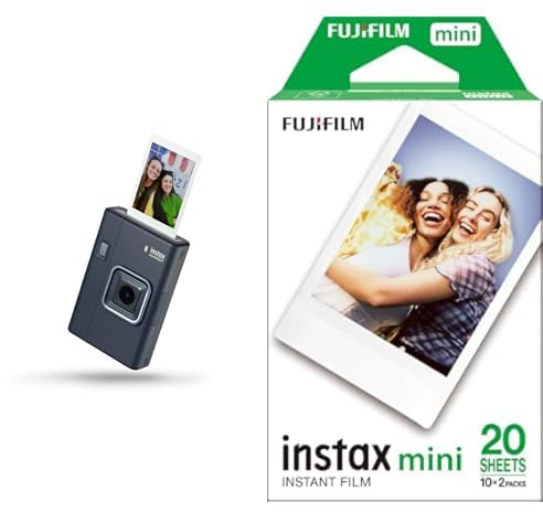 Fujifilm instax mini LiPlay+, Midnight Blue - Fotocamera Istantanea Ibrida e Stampante per Smartphone + Confezione da 20 Pellicole mini