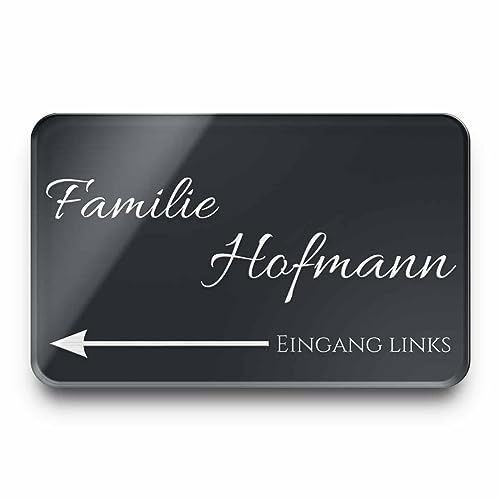 Edles Namensschild | Türschild mit Gravur mit vielen verschiedenen Motiven - Haustürschild aus Acrylglas mit personalisierter Gravur - ab 8x3,5 cm