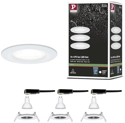 Paulmann 92980 Nova LED Einbauleuchte 3er Set rund 3x6,5W Einbaustrahler Weiß matt Spot Alu Zink Einbaulampe 4000K GU10