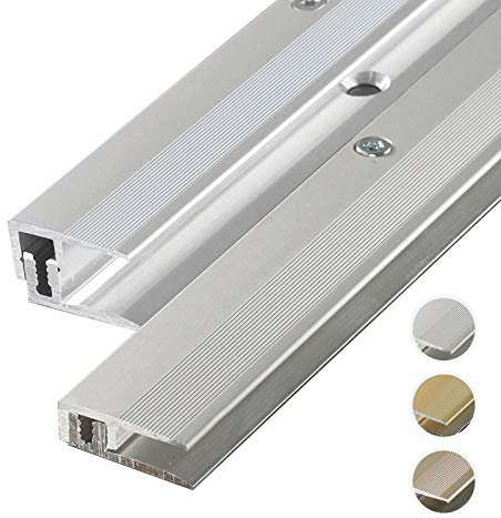 HORI® Bodenprofil Übergangsprofil I Aluminium-Bodenleiste in Silber, Champagne und Edelstahl I passend für Vinyl, Laminat, Parkett I Abschlussprofil Bodenbelagstärke: 4-9 mm I Alu Champagne Alu