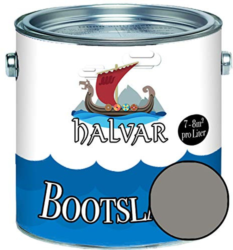 Halvar Bootslack Weiß/Grau/Schwarz RAL 9001-9018 Yachtlack GLÄNZEND Bootsfarbe PU-verstärkt für Holz & Metall extrem belastbar hochelastisch Schiffslackierung (2,5 L, RAL 9007 Graualuminium)