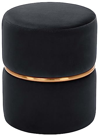 Duhome Sitzhocker Rund, Schminkhocker Samt Gepolsterter Polsterhocker Schminktisch Hocker Ottoman für Wohnzimmer Schlafzimmer Kinderzimmer, Schwarz