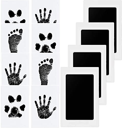 Baby Handabdruck und Fußabdruck Set, 4 pcs Baby Fussabdruck Set, Baby Abdruckset für Neugeborene, Pfotenabdruck Set Hund, Pfotenabdruck Set Katze, Clean Touch Stempelkissen für Baby Shower