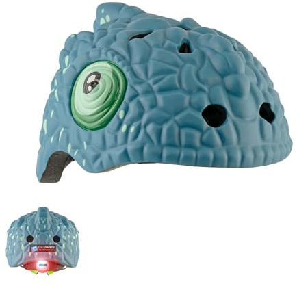 Crazy Safety Casco per Bici per Bambini | Casco per Bambini 2-7 Anni, Ideale per Bicicletta, Skate, Monopattino, Pattini a Rotelle | Caschetto da Bici 3D Regolabile 49-55 cm (Camaleonte Blu Scuro)