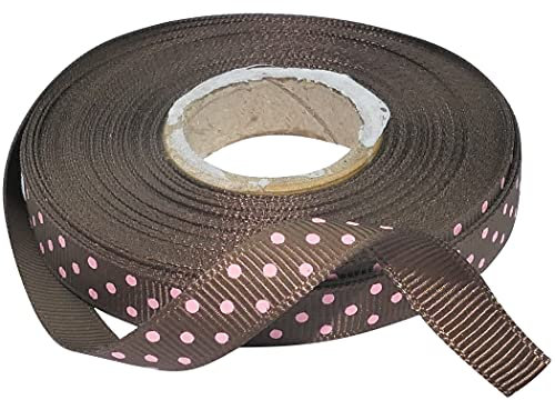 AERZETIX - C50696 - Satinband geprägtes und gedruckte muster dekorative - 10mm x 10 meter - kastanie-rosa - kreative dekorationsprojekte nähkunst geschenkverpackung zur geburtstagsfeier zeremonie