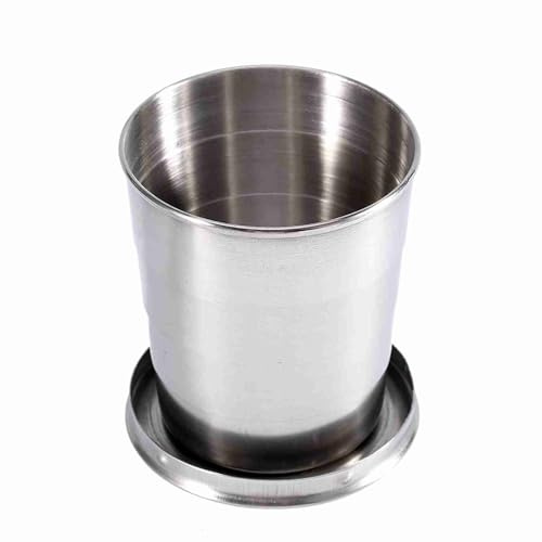 Haofy Vaso de Chupito Plegable S/M/L Taza Plegable de Viaje de Acero Inoxidable Llavero de Campamento Retráctil Telescópico Plegable(L)