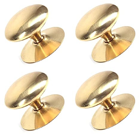 TERF® Lot de 4 boutons de porte traditionnels victoriens en laiton poli 35 mm avec vis de fixation pour placard de cuisine ou de bureau