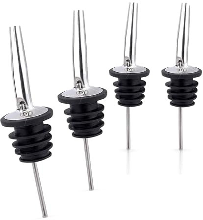 Speed Pourer 2PCS Pieces Flow Bottle Pour Spout Stainless Steel Wine Pourers Set for Wine,Oil,Liqueur,Syrup,Vinegar,Salad (2)