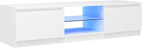 Meuble TV avec lumières LED blanc 140x40x35,5 cm