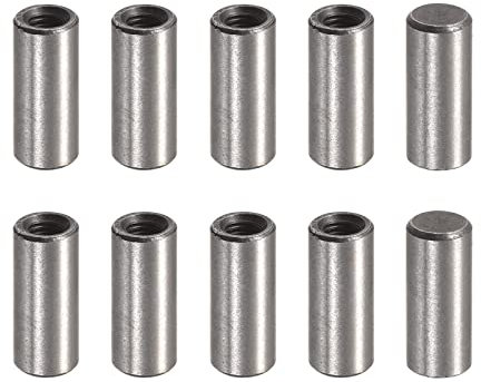 sourcing map M3 Filettatura Interna Tassello Pin 10 pz 5x10mm Smussatura Piatto In Acciaio Al Carbonio Perno Cilindrico Letto Libreria Dispositivi Metallo Spille Industriali