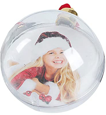 LINGJIONG 5 Pezzi Palla Ornamento Foto, Ornamento Foto Personalizzato per Appendere a Natale, Palline Natalizie per Foto per Festa di Natale Fai-da-Te, Festa di Natale, Festa di San Valentino