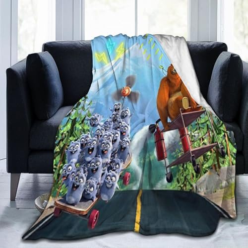 Lawenp Decke für Grizzy und die Lemminge, süß bedruckter Fleece-Überwurf, bequem und leicht, Flanell-Fleece-Decke, Schlafzimmer, Wohnzimmer, Sofa, Büro, 127 x 152 cm