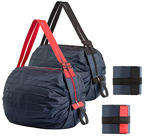 Lllunimon Wiederverwendbare Einkaufstasche Faltbare Reusable Shopping Grocery Bags Lebensmittelgeschäft Lagerung Tote Bag Tragbare Duffle Umhängetasche staschen (Doppeltes Marineblau)