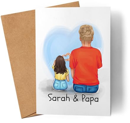 Kiddle-Design Vater Sohn Karte Vatertagskarte Personalisiert Vatertagsgeschenk Papa Kinder Baby Name Geschenk Väter Vatertag Papatag