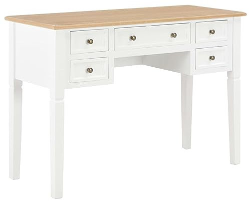 Camerina Schreibtisch Weiß 109,5 x 45 x 77,5 cm Holz Computertisch Klein NäHmaschinentisch