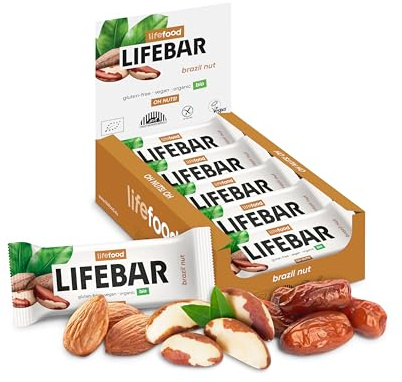 Lifefood Energieriegel, Vegan Sportriegel, Energy Bar für Wandern, Radsport, Fitness, Riegel BIO, Glutenfrei, Laktosefrei, Ohne Zuckerzusatz - 15er Pack (15 x 40 g) (Brazil Nuss)