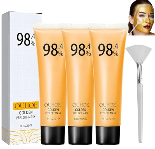 Mascarilla Peel Off 3 Piezas, Gold Foil Peel Off Mask, Mascarilla Facial Hidratante, para Hidratación, Antiarrugas, Limpieza