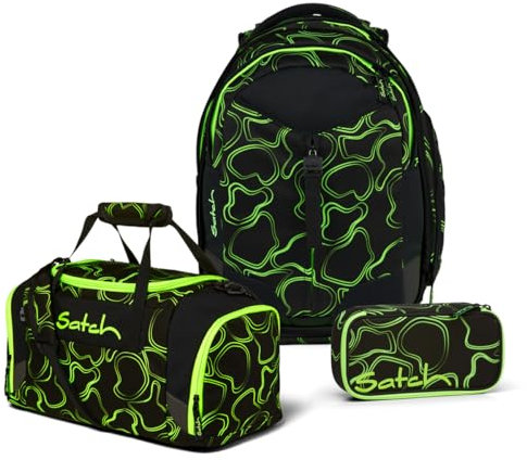 Satch Match Schulrucksack Set 3tlg. (Green Supreme) inkl. Schlamperbox und Sporttasche