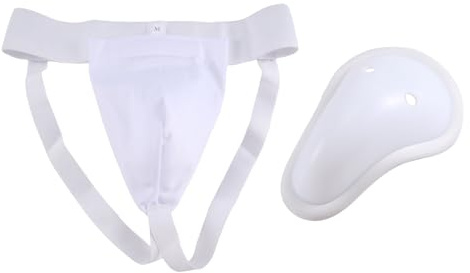 Rtauhife Groin Protector Cup Men Muay Groin Guard Ventilated Adjustable, Karate Fighting Training M