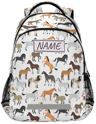 Mochila de caballo personalizada para libros escolares para adolescentes, niños y niñas, mochila personalizada para viajes, camping, gimnasio, senderismo, multicolor