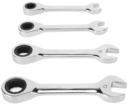 Ringratschenmaulschlüssel，Teiliger Kurzer Ratschenschlüsselsatz, 4 72-Zahn-Ratschenschlüssel aus Stahl, 4 Ringschlüssel Set Für Die Wartung zu Hause, Die Kfz-Reparatur(8 Mm, 9 Mm, 11 Mm, 12 Mm) ﻿