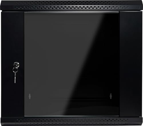 Bestfor 19 Flatpack Self Assembly Data Server Rack Cabinet, Wall or Floor Mounting, 19 Inch Standard Rack Size for Home, Office, Server Room, Computer, Audio with Locakable Glass Door 9U 400mm