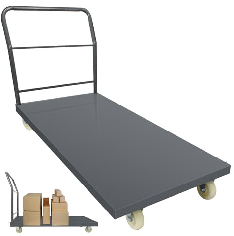 Heavy Duty Platform Truck Moving Flatbed Cart, 30x60Push Dolly, 2000 LBS Dolly Cart Flatform with Wheels and Handle, Steel Flatbed Cart for Luggage Moving, Shopping