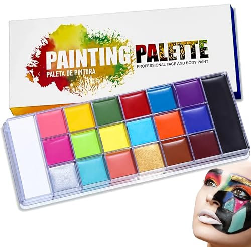 Peinture Corporelle,Peinture Visage Enfant,Peinture Corporelle Pour Le Visage,Palette De Maquillage Pour Enfants,20 Couleurs,SûR,Non Toxique,Pour ThéâTre,Carnaval,Halloween,ScèNe,Clown,Cosplay