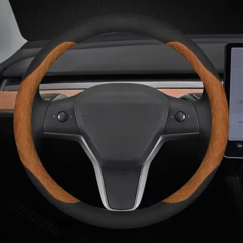 Interior Coche Volante Funda de Volante de Gamuza de Cuero de Microfibra Antideslizante para el Modelo 3, el Modelo Y, el Modelo S, el Modelo X y el Roadster 2019 2020 2021 Accesorios Volante Coche
