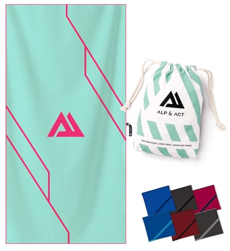 ALP & ACT Mikrofaser Handtuch für Fitness & Sport - 100% Recycelt - EXTRA KOMPAKT & saugfähig - Sporthandtuch für Gym, Yoga, als Saunahandtuch - Microfaser Handtücher & Fitnesshandtuch - türkis 140x70