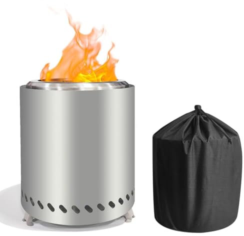 Inscrip Cuenco de fuego para jardín para no fumadores, mini barril de fuego para jardín, acero inoxidable, portátil, chimenea de mesa, exterior, cocina de camping, con pellets o madera, con bolsa de