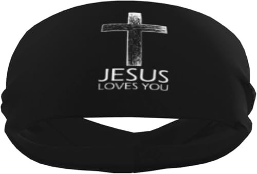 Christian Faith Jesus Loves You Sport-Schweißband-Stirnband für Männer und Frauen – für Tennis, Basketball, Laufen, Fitnessstudio, Training