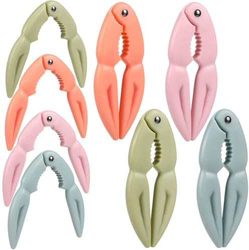 Pinces de Fruits de Mer 8 Pièces en Plastique, Ouvre-pattes de Crabe | Coquillages et Écrevisses, Léger et Compact, Prise Ergonomique, Design Adorable
