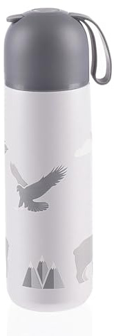 ZOPA Thermosflasche 400 ml – Auslaufsicher – Mit Silikonhalter & Trinkbecher-Deckel – Hält Getränke 12h heiß & 24h kalt – Edelstahl BPA-frei – Rutschfest – Ideal für unterwegs