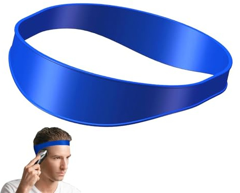 Hair Trimming Guide, Neckline Shaving Template, Flexible Curved Silicone Haircut Band, Shaving Template Home Hair Cutting Tool, Softness Elasticity Split Ends Trimmer for Man (Blue)