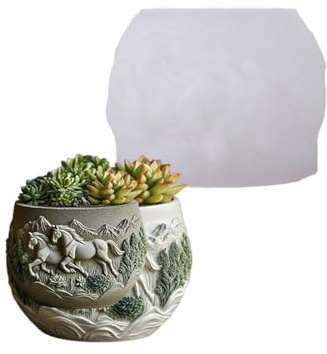 RGYBAO Handgefertigte Silikonform in Pferdeform mit Silikonstruktur für einzigartige Kunstkreationen aus Kunstharz, dekorativer Übertopf und Geschenkherstellung