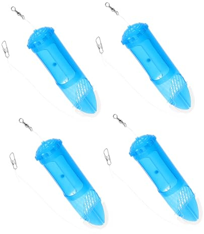 KOMBIUDA Set 4 Pezzi Gabbie Rotanti per Esche da Pesca in Plastica Cestini per Pastura Meccanismo Rotante Attrezzatura da Pesca Feeder Portatile e Ambienti Fluviali