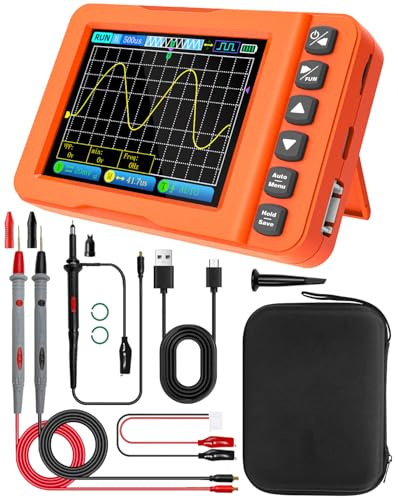 ZYKYCX Osciloscopio Portátil 3 en 1, 15MHz 60MS/s Osciloscopio Digital Multímetro con Generador de Señales DDS, Medición de Voltaje AC/DC, Capacitores, Resistencias, Prueba de Diodos para Automoción