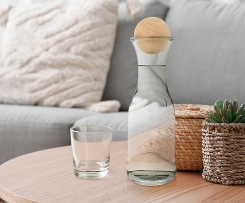 Erst-Holz Rustikale Glas-Karaffe mit oder ohne Zirben-Kugel V-40.G-104Design B - 1 l