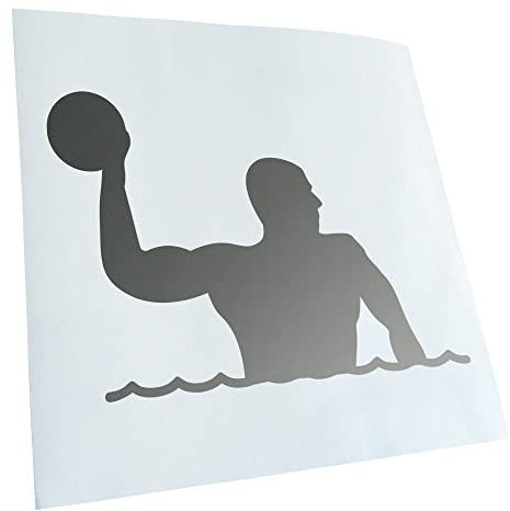 Kiwistar - Autoaufkleber - Wasserball Spieler Figur - silber - 14x10cm - Heckscheibe Auto Aufkleber wetterfest für Kfz LKW Mofa Truck - Sticker außen selbstklebend Tuning Zubehör für Fenster Fahrzeug