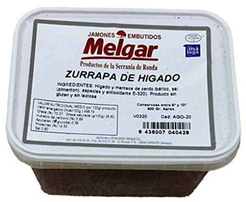 ZURRAPA DE HÍGADO Sabor artesanal y auténtico en cada bocado: Zurrapa de hígado 100% natural, 0,5 kg.